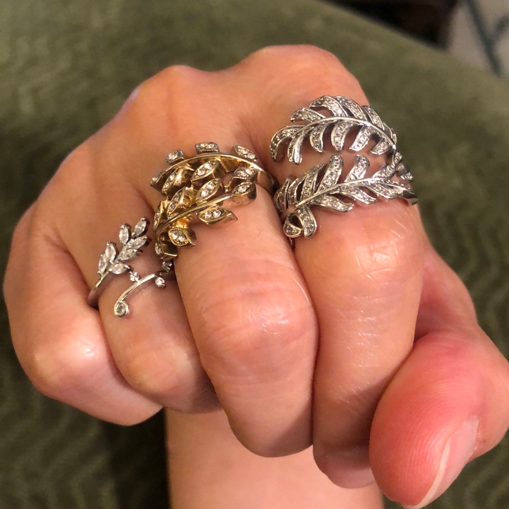 🍃 Set of three fairy leaf wood princess rings 5,6,7